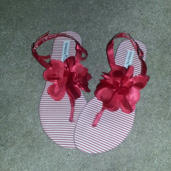 Red floral/stripped sandals