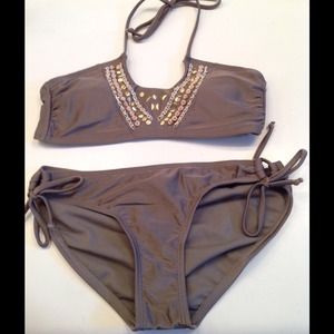 LAST CALL Brown beaded bikini