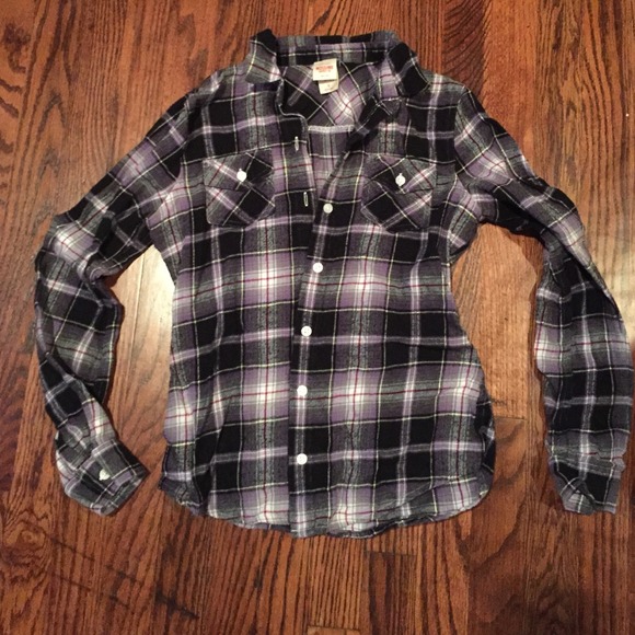 Purple and black plaid flannel.
