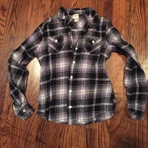 Purple and black plaid flannel.