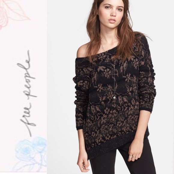 NWT FP Floral Fields w Side Zipper Black Sweater - Picture 2 of 4