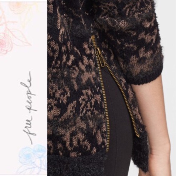 NWT FP Floral Fields w Side Zipper Black Sweater - Picture 4 of 4