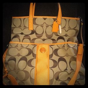 coach signature stripe foldover crossbody  F23304