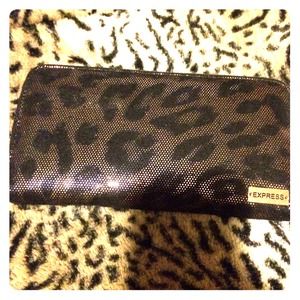 Express Leopard Black and Gold color wallet