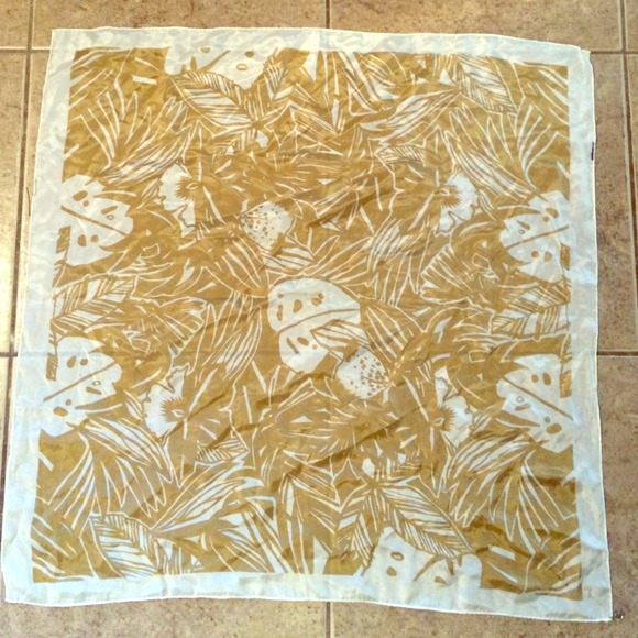 Vintage SILK Beige and Gold Square Scarf