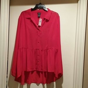 Red sheer top