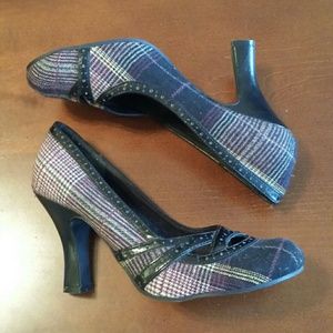 Plaid Purple and Black High Heels