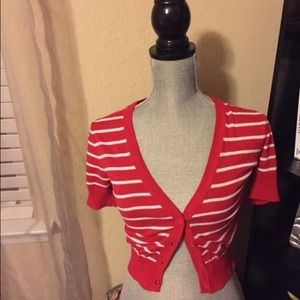 Red and White Stripped Cardigan