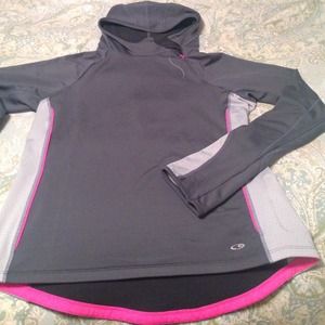 C9 Grey Hooded Pullover w/ Hot Pink Trim - L