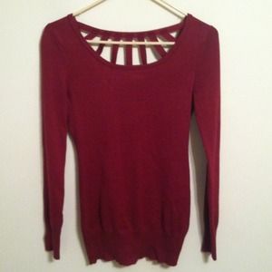 Red cut out long sweater/tunic