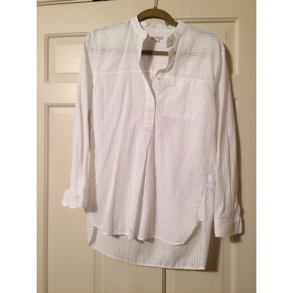 GAP white striped henley tunic S/M - Picture 2 of 3