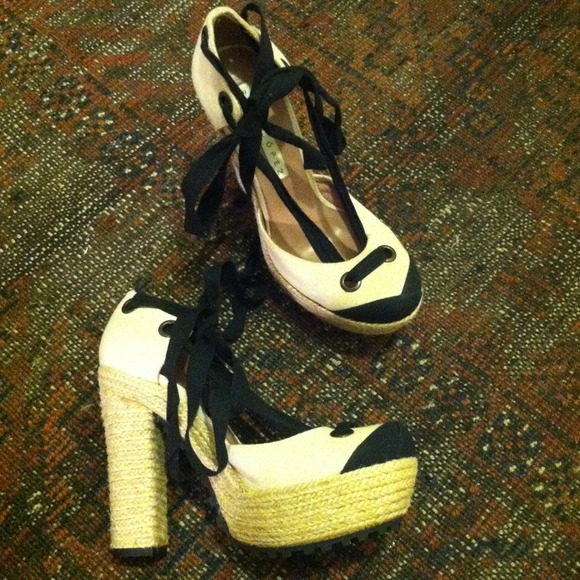 Pura Lopez espadrille platform heels size 37