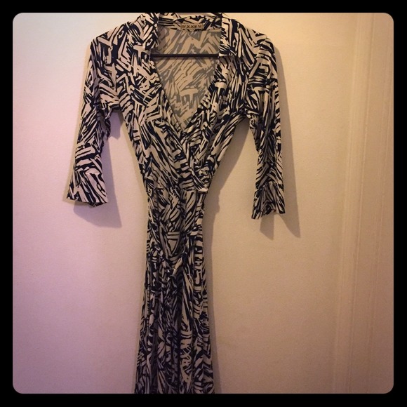 70's style retro vintage like dress. Blue & white. - Picture 1 of 2