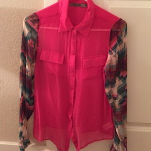 Aryn K. tribal pink blouse