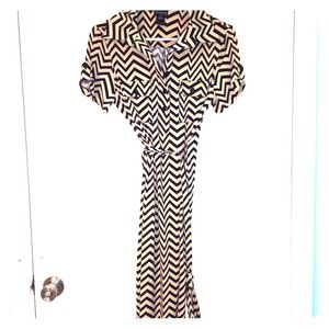 Brown and black chevron short sleeve dress. NWOT