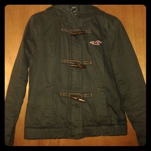 Hooded Army Green Hollister Coat