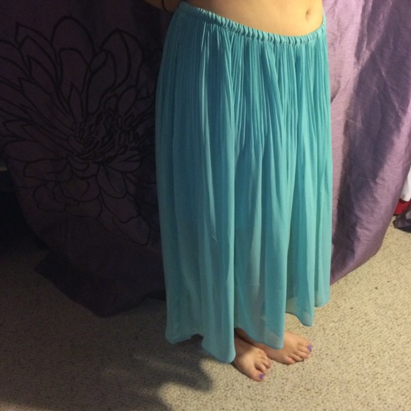 Teal high low skirt