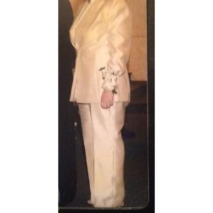 cream pant suit