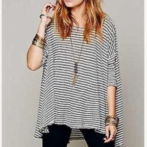 Free people stripe pullover. Black and white.