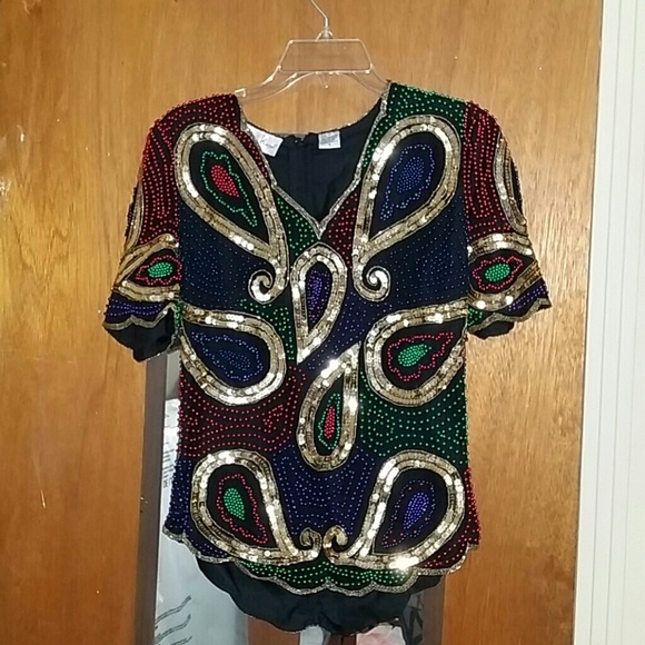 Vintage Paisley Sequins top