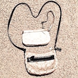 BUNDLE mini cross over bag/gold wrist hand bag