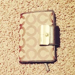 Gold and brown wallet