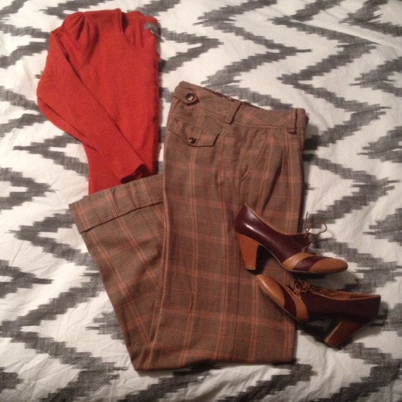 Free People Pants - Free People Plaid Wide Leg Trouser Pants 4