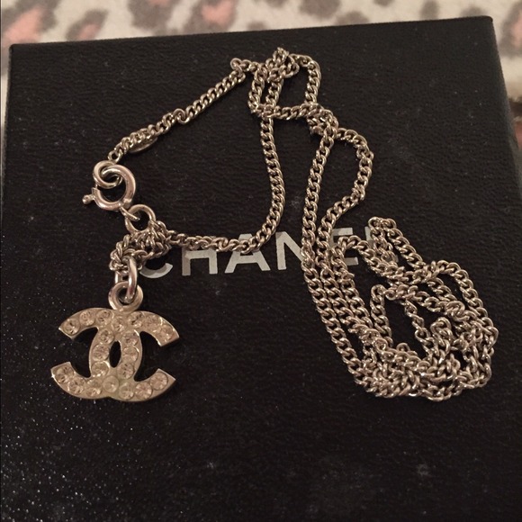 Chanel crystal CC logo necklace