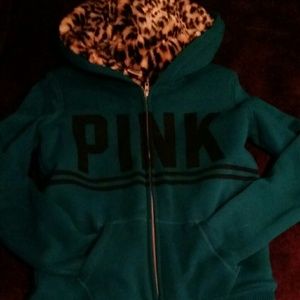 Victorias secret pink leopard fur hoodie