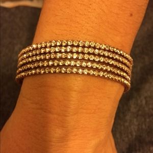 Bling CZ wired wrap bracelet Rose gold