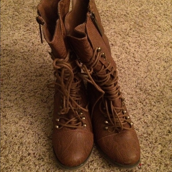 Brown combat boots