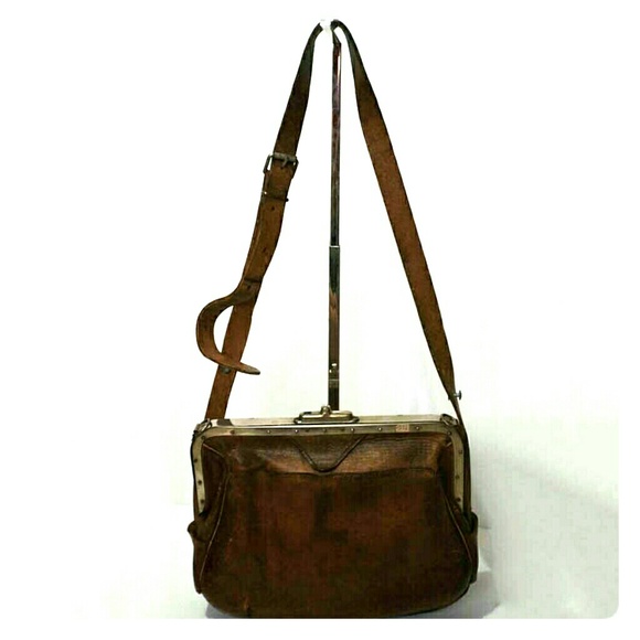 Vintage Brown  Leather Messenger Bag