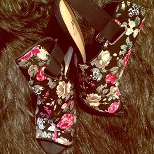 Floral Print Peep Toe Bootie from ShoeDazzle