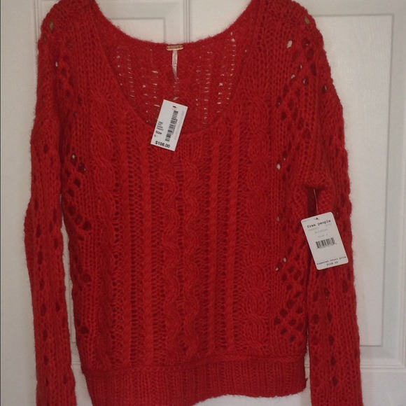 FREE PEOPLE open knit wool wildfire sweater