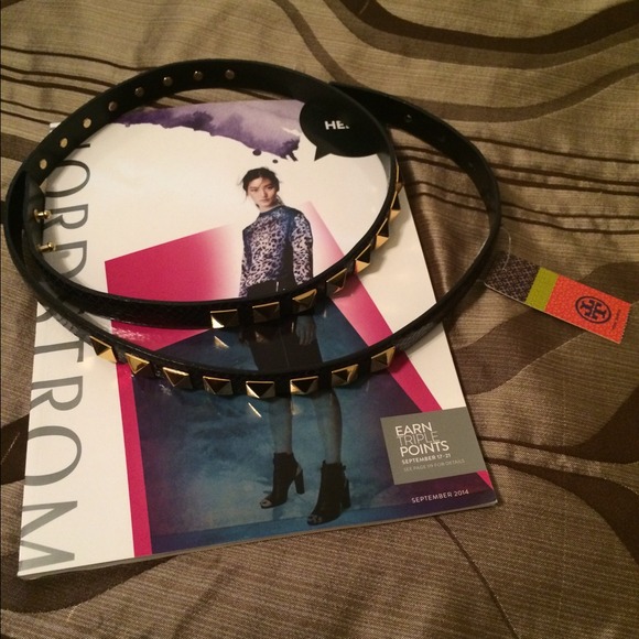 🆕Tory Burch Python Navy Studded Hip Belt