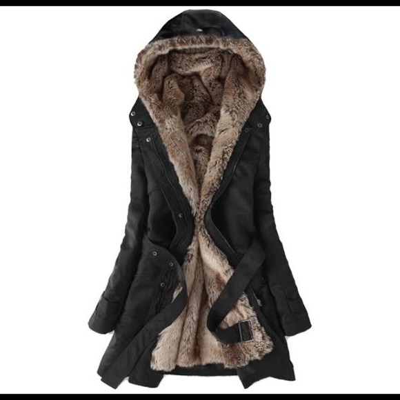 faux fur lined parka jacket