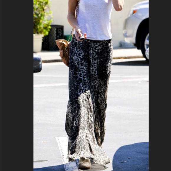 Gray cheetah leopard print maxi skirt