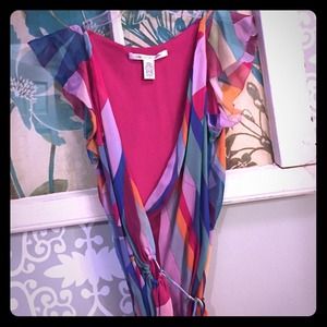 DVF Geometric Silk wrap top - NWOT