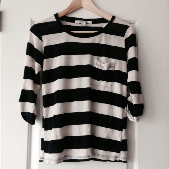 Navy & white striped pocket tee