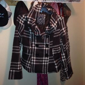 Beverly Hills Polo plaid pea coat