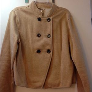 Military style tan jacket.