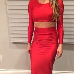 Red two piece dress