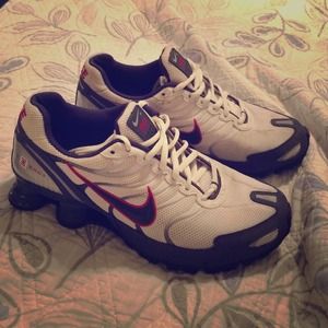 Grey, red and white Nike Shoxs!