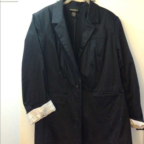 Black blazer with cuff detail.
