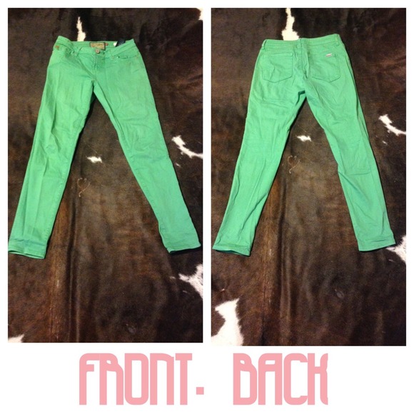 Green denim skinnys