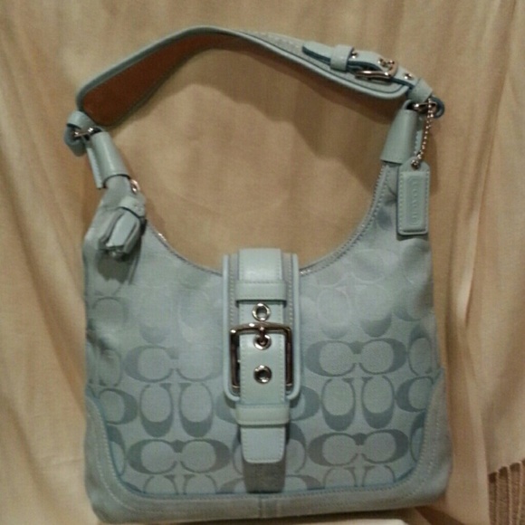Coach Handbags - Coach Buckle Hobo Jacquard Suede Signature