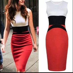 Red pencil slimming dress
