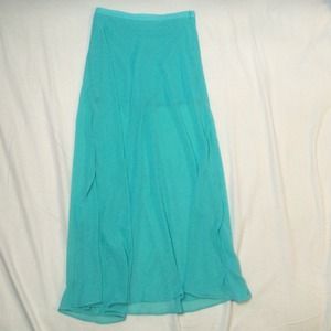 Forever 21 M Slit Green Maxi Skirt