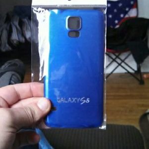 Blue brushed aluminum back cover for S5