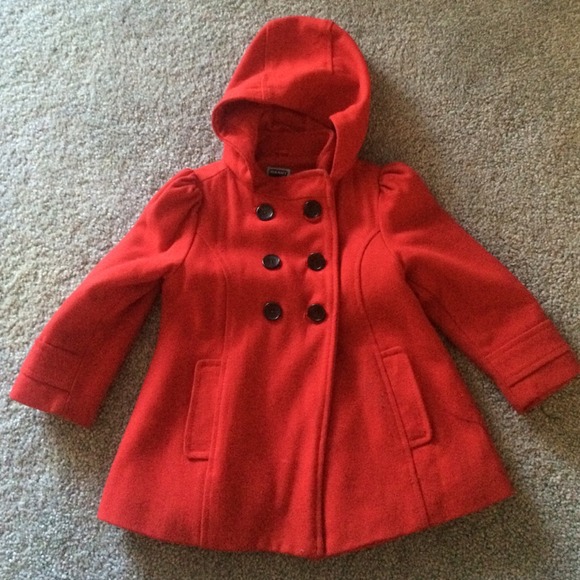 Red hooded Old navy Peacoat